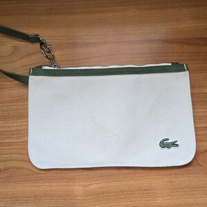 Lacoste White and Green Wristlet
